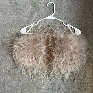 Feather crop top. Blush color